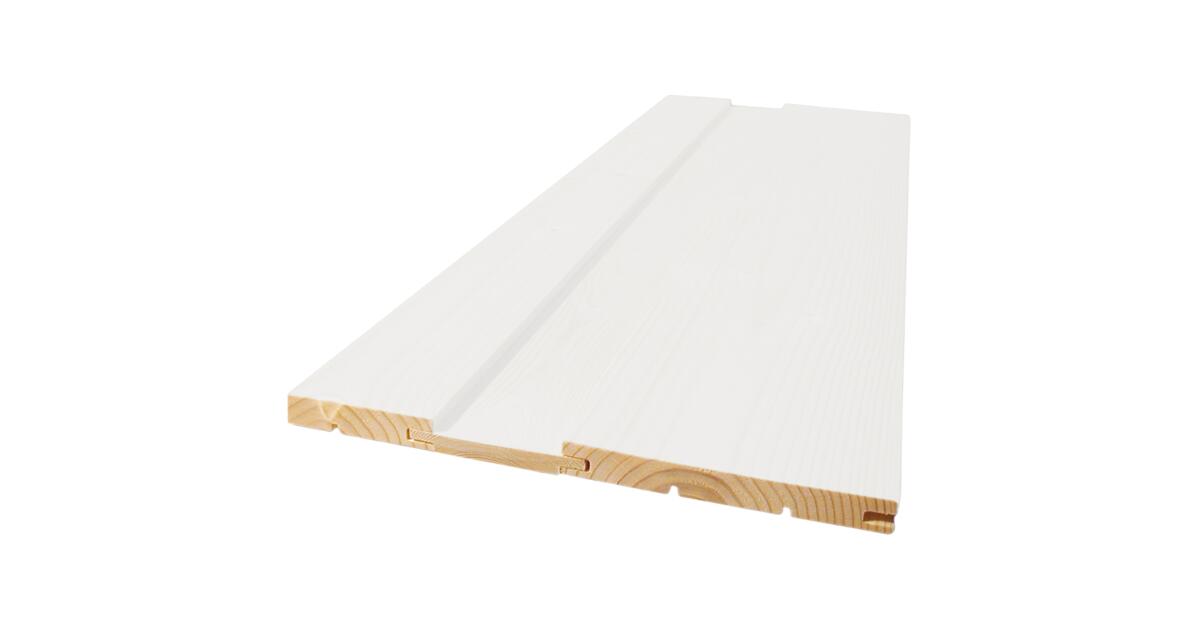 Bjertnæs Sag Vekselpanel rett grunnet furu 14x120 mm hvit | Maxbo Proff