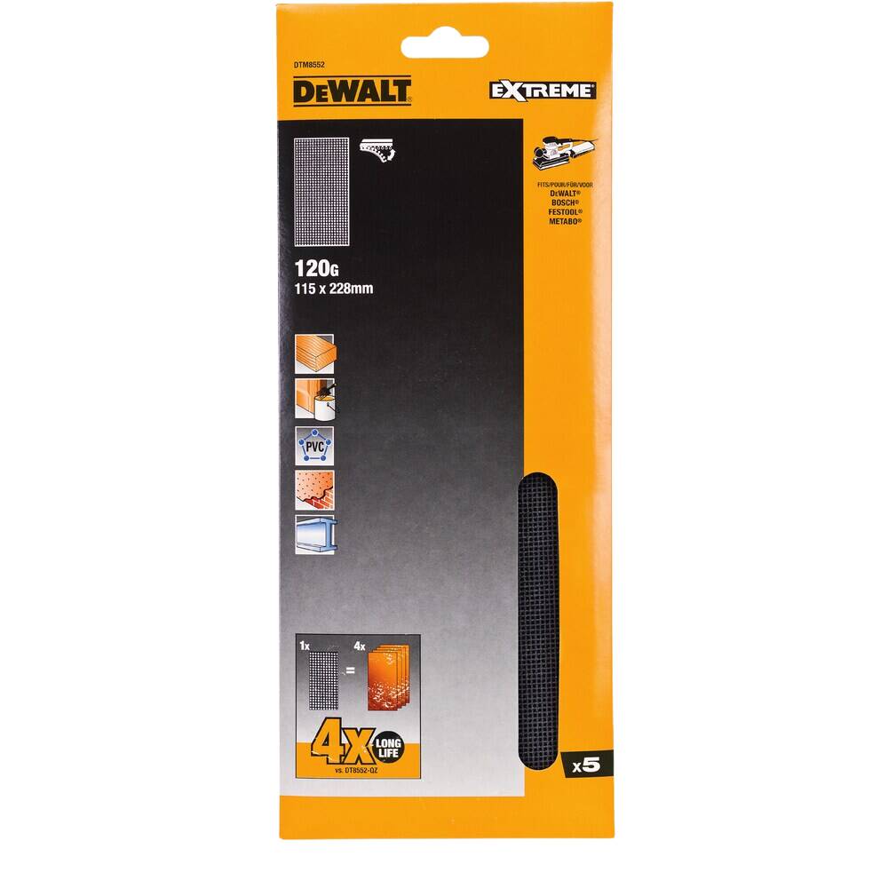 Dewalt Slipepapir mesh 1/2ark 120k dtm8552 mesh nett 115x228mm 5pk ...
